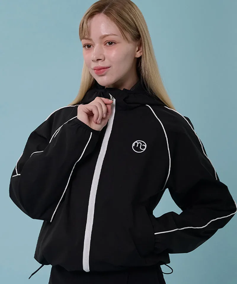 MACKY Golf: Coloring Line Hood Windbreaker - Black