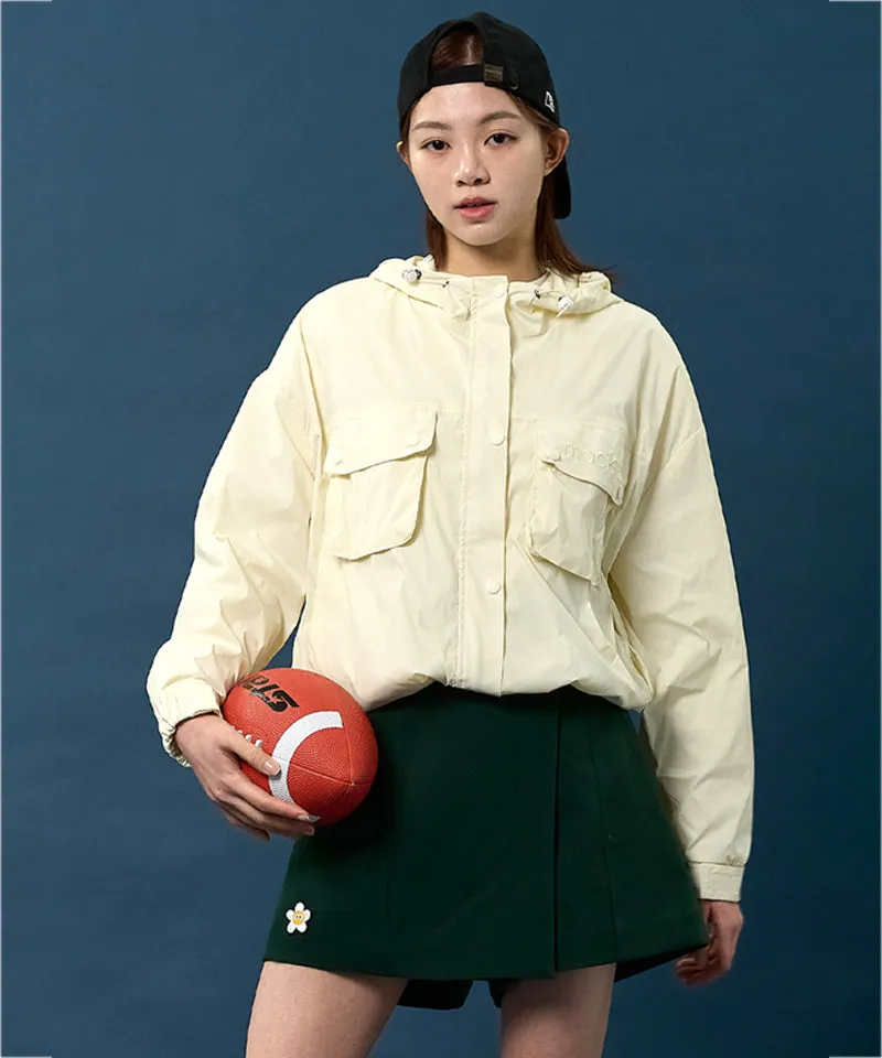 MACKY Golf: Pocket Hood Windbreaker - Cream Beige