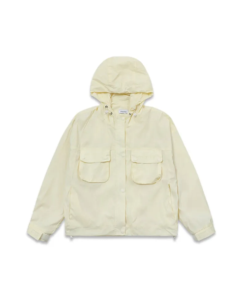 MACKY Golf: Pocket Hood Windbreaker - Cream Beige