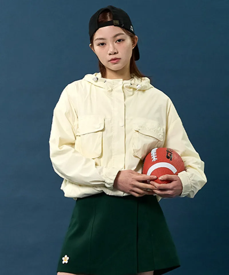 MACKY Golf: Pocket Hood Windbreaker - Cream Beige