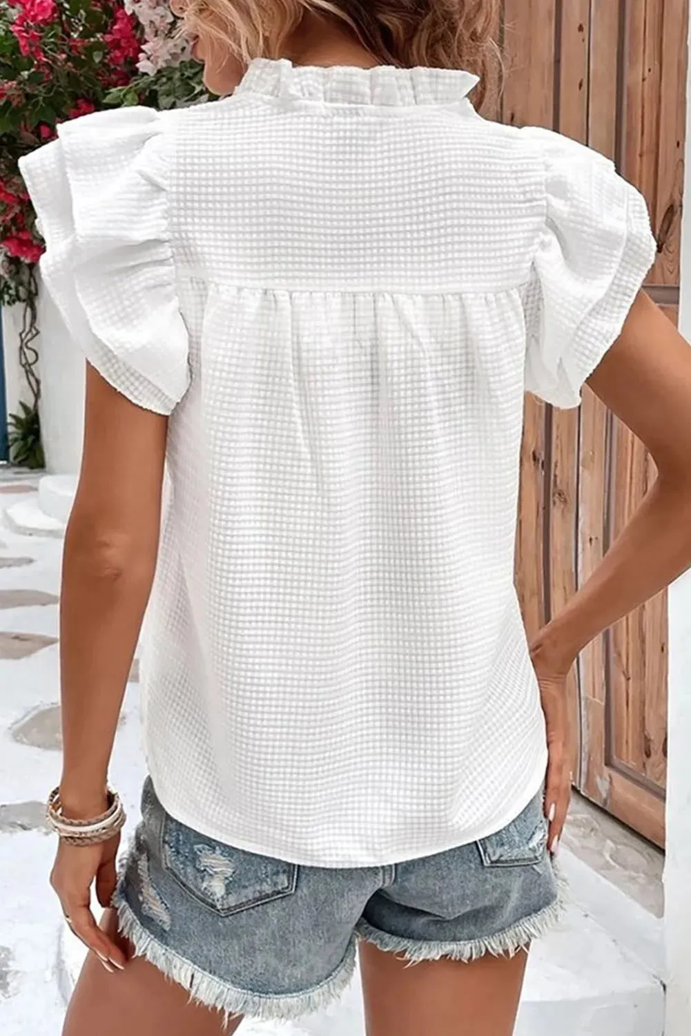 MADISON RUFFLE SLEEVE BLOUSE