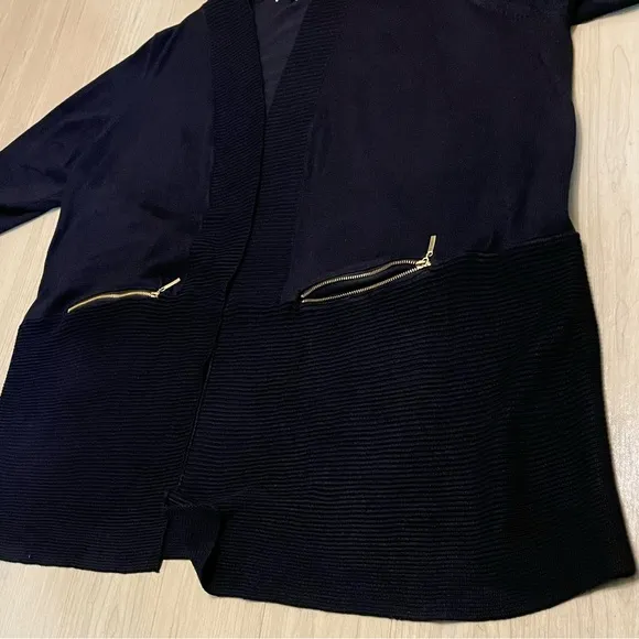 Magaschoni Cardigan Open Front Midnight Blue Knit Rayon Blend Size 2X/TTG NWOT