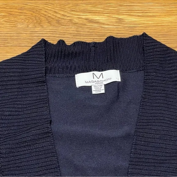 Magaschoni Cardigan Open Front Midnight Blue Knit Rayon Blend Size 2X/TTG NWOT