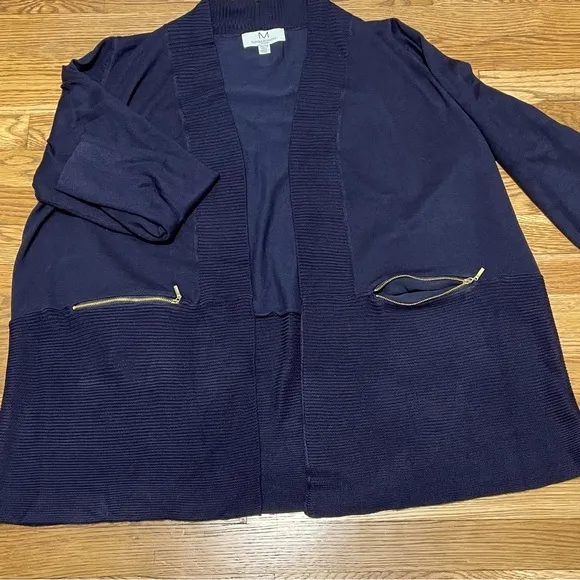 Magaschoni Cardigan Open Front Midnight Blue Knit Rayon Blend Size 2X/TTG NWOT
