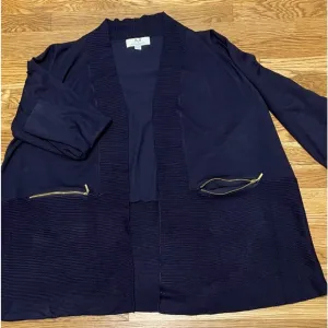 Magaschoni Cardigan Open Front Midnight Blue Knit Rayon Blend Size 2X/TTG NWOT