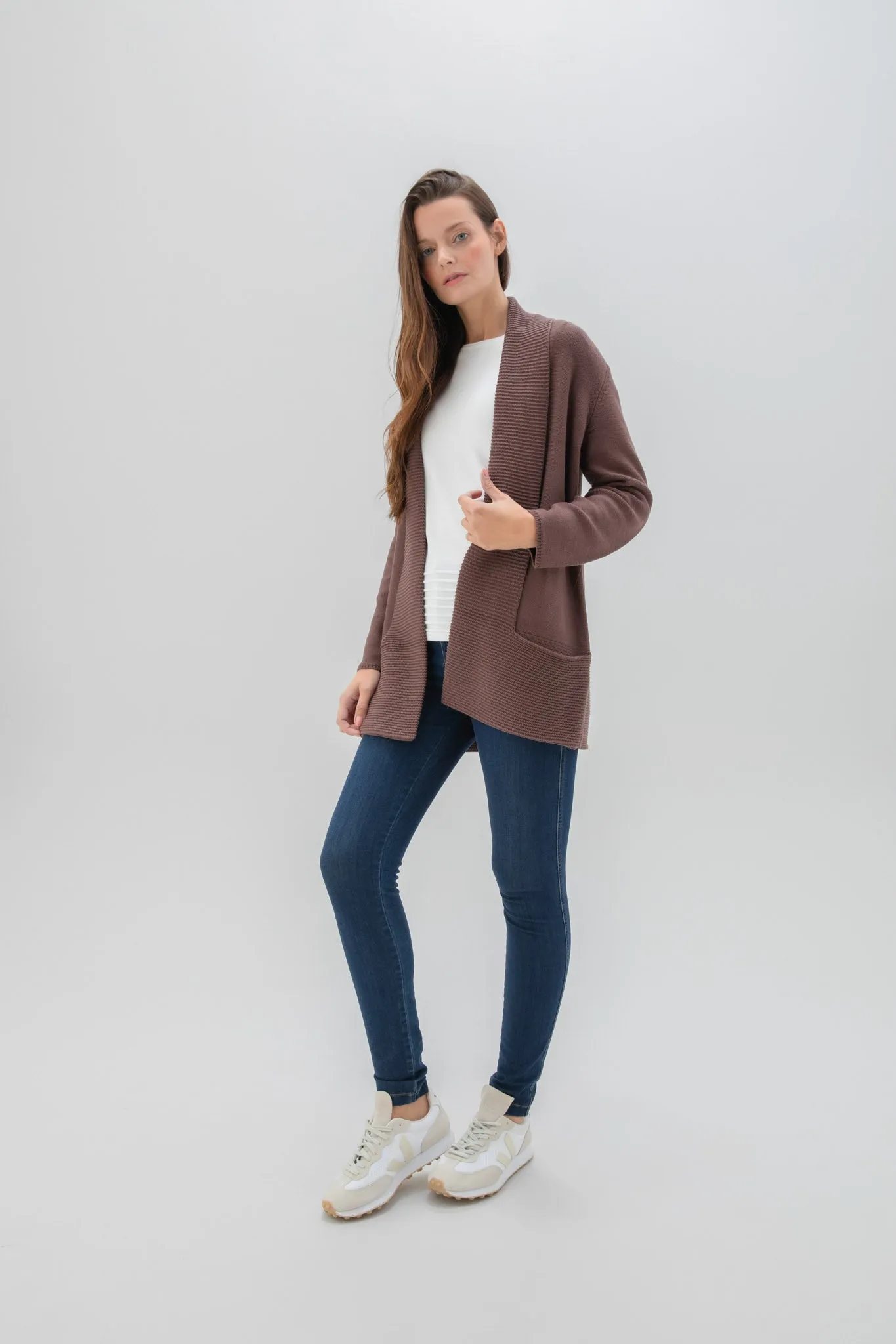 Marble Ladies LONG CARDIGAN Brown