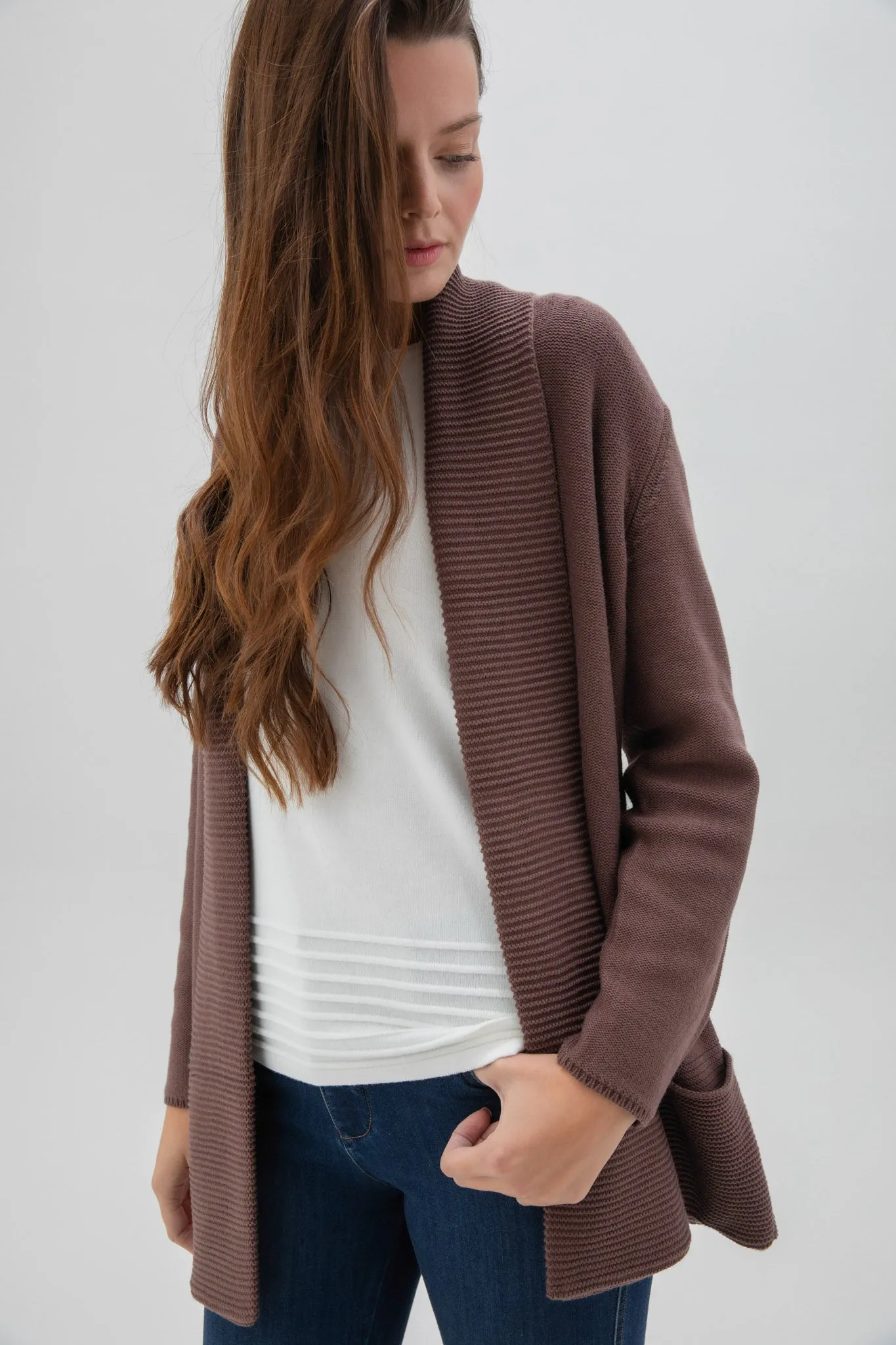 Marble Ladies LONG CARDIGAN Brown
