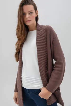 Marble Ladies LONG CARDIGAN Brown