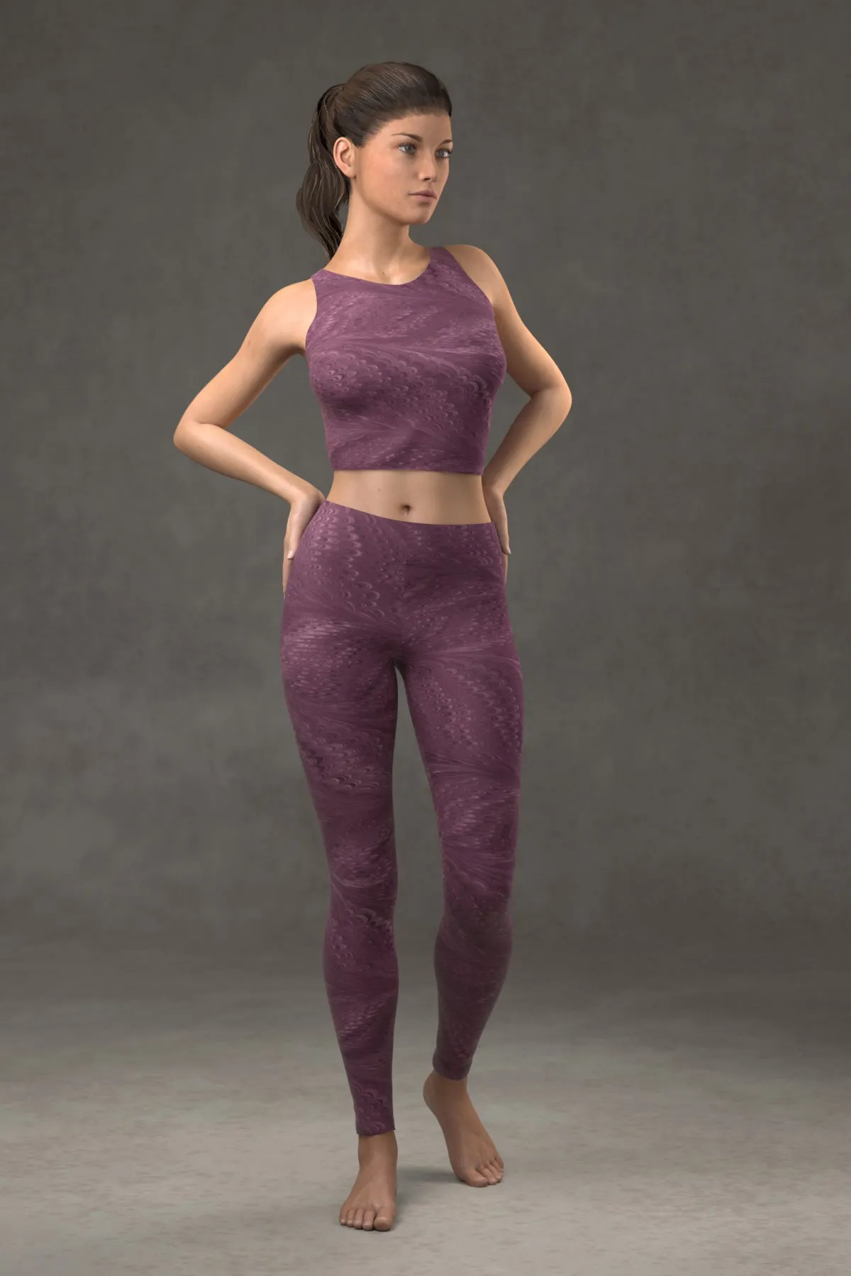 Marbled Butterfly Leggings: Byzantium Purple
