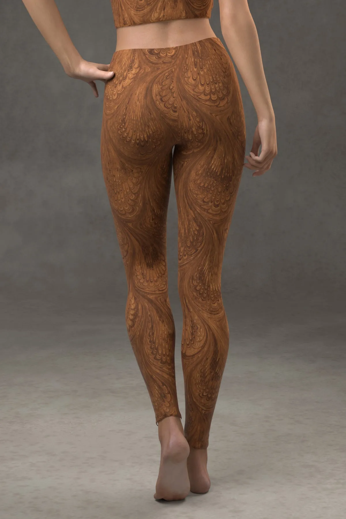 Marbled Peacock Leggings: Sepia
