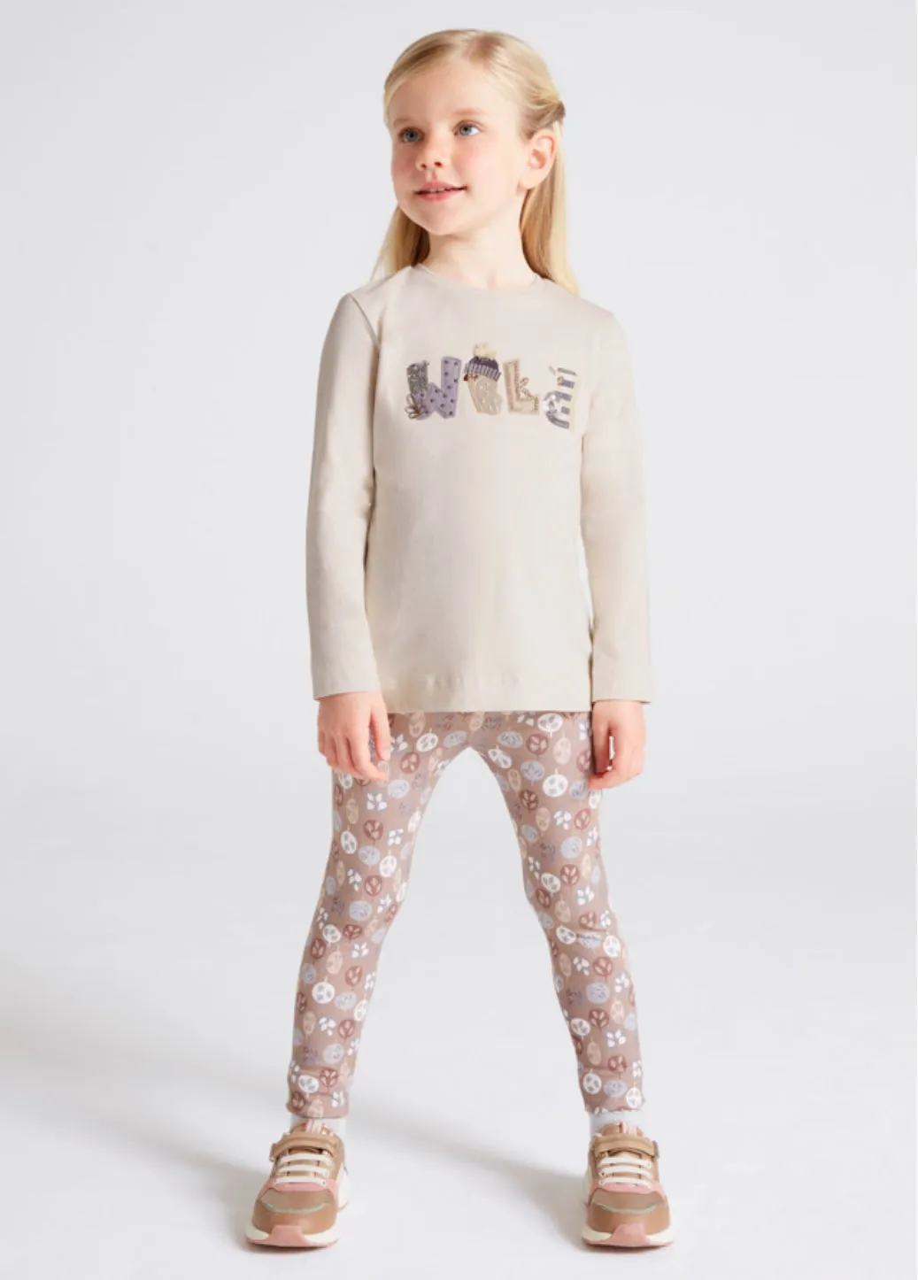 Mayoral Brown Patterned Cotton Leggings: Size 2 to 8 Years