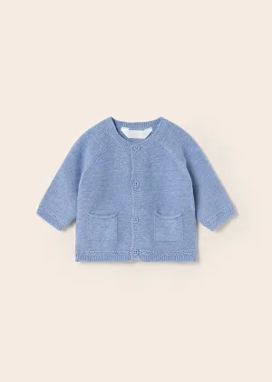 Mayoral Sustainable Cotton Knit Baby Cardigan in Sky Blue: Size 0/1M to 18M