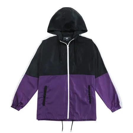 Men's-Hooded-Lightweight-Windbreaker(-YS8J13-BLK/PURPLE)