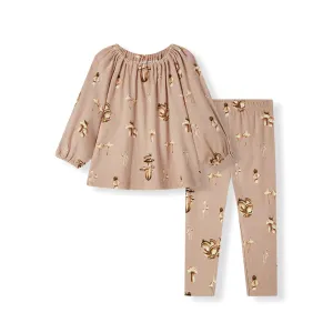 Milkbarn Organic Cotton Dress and Legging Set Mushroom