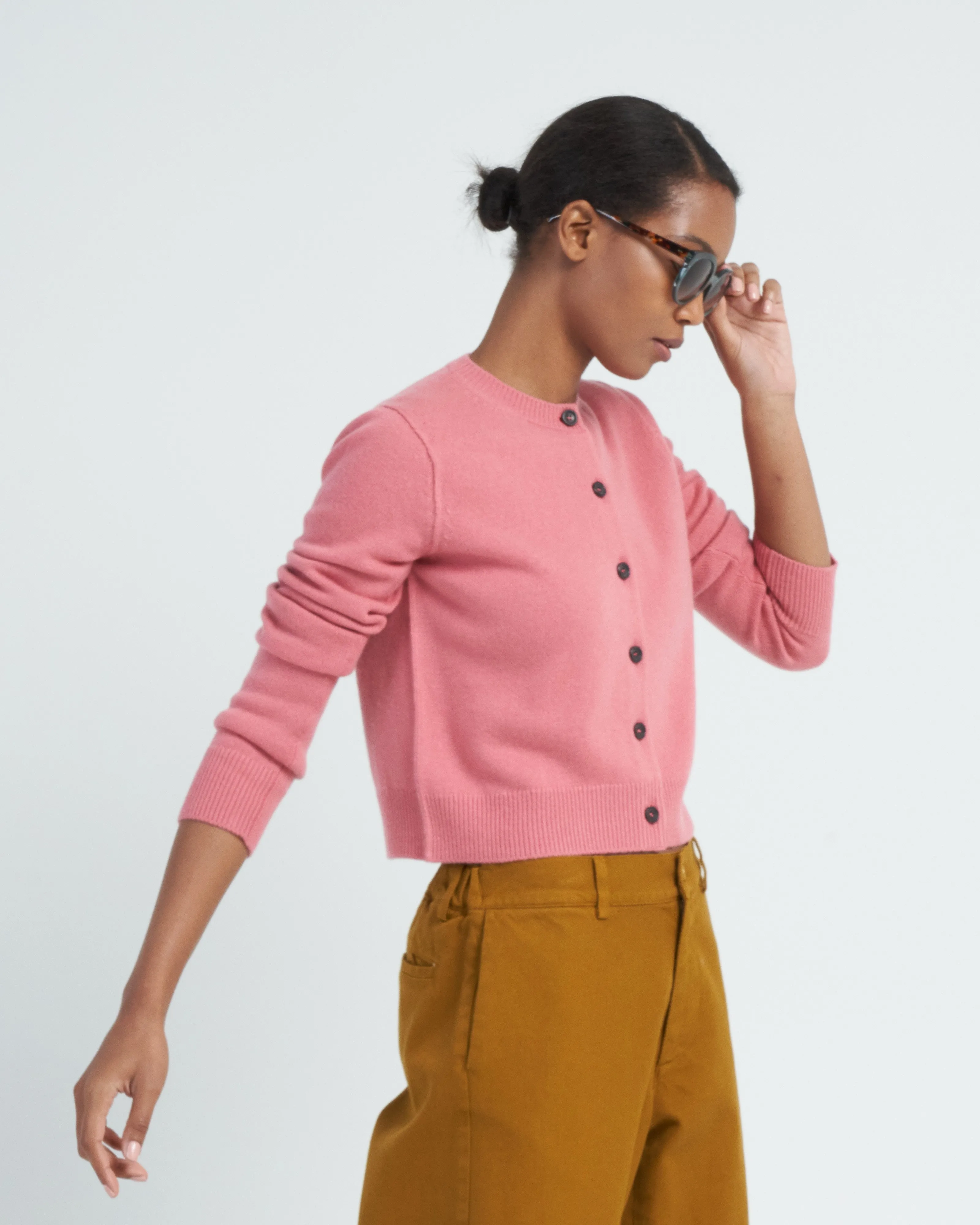 mini cardigan - sand rose