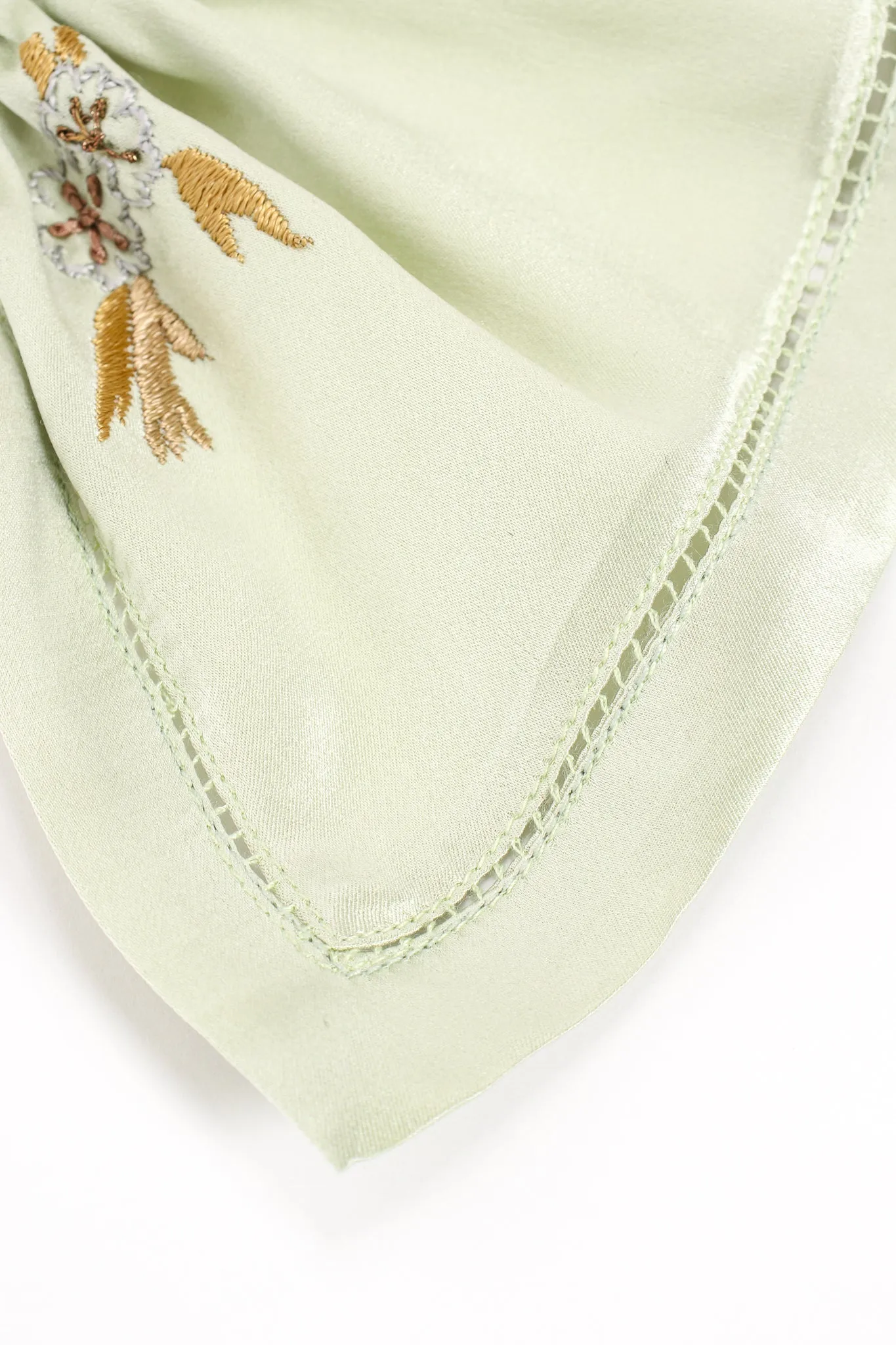 Mint Floral Embroidered Silk Shirt