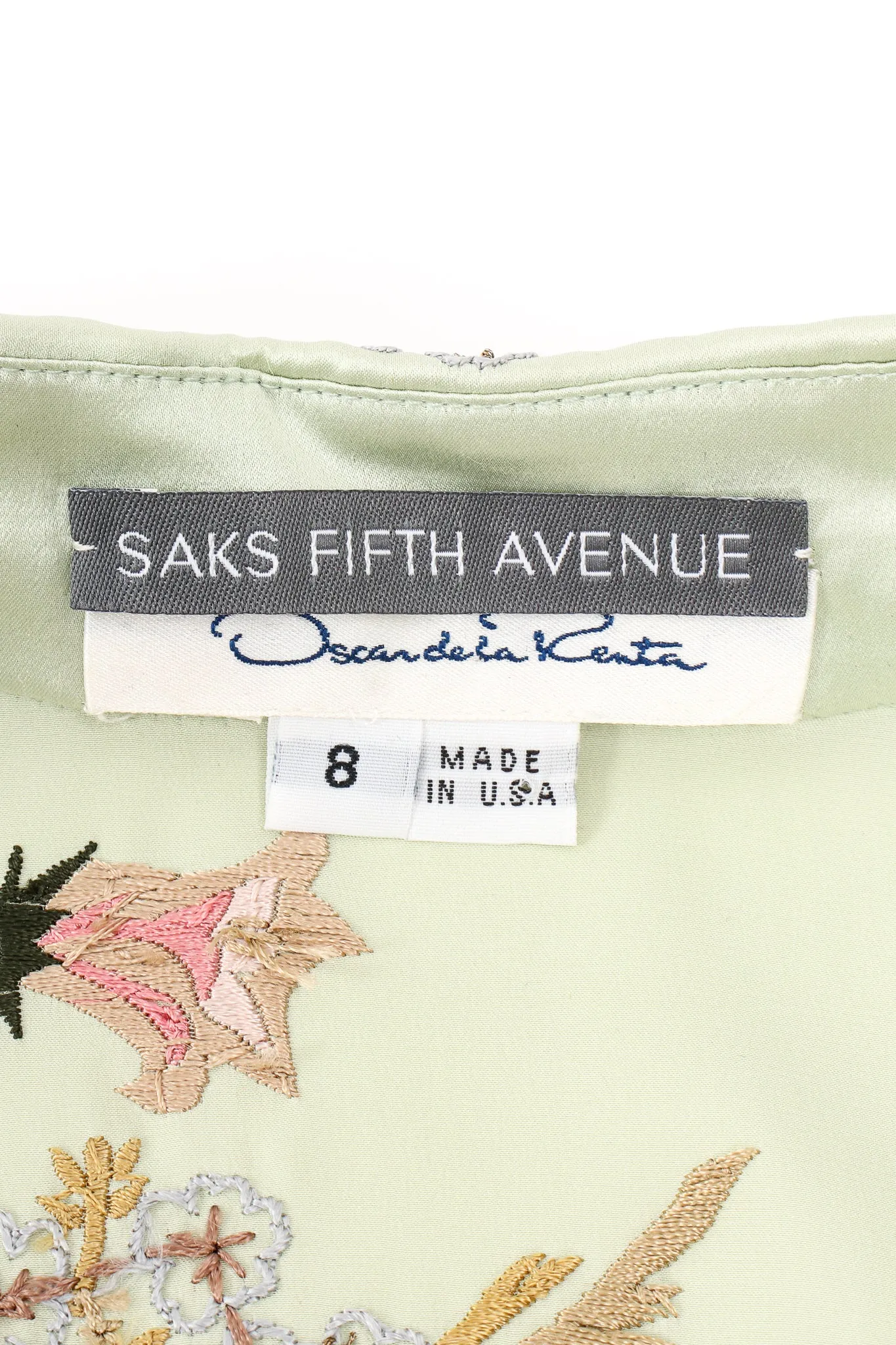 Mint Floral Embroidered Silk Shirt