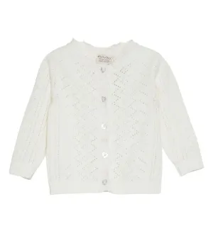 Minymo Creme Knitted Cardigan With Heart Buttons : Size 0M-24M