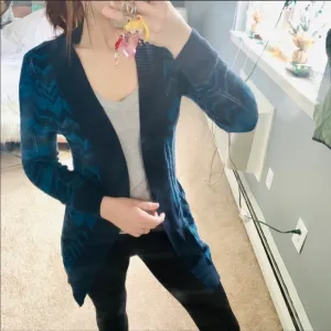 Missoni blue chevron knit open front cardigan