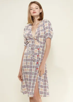 Multi Check Front Tie Hem Blouse by Shop at Konus