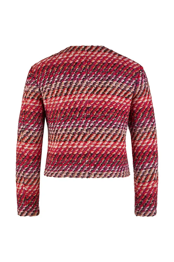 MULTICOLOR KNIT BUTTONED JACKET