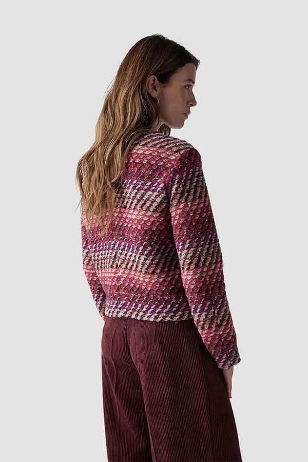 MULTICOLOR KNIT BUTTONED JACKET