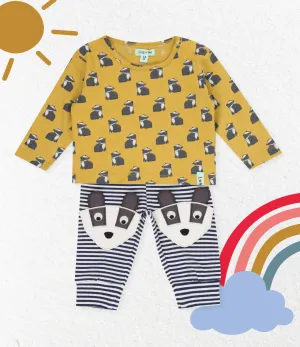 Multicoloured Badger Print Top And Legging Set