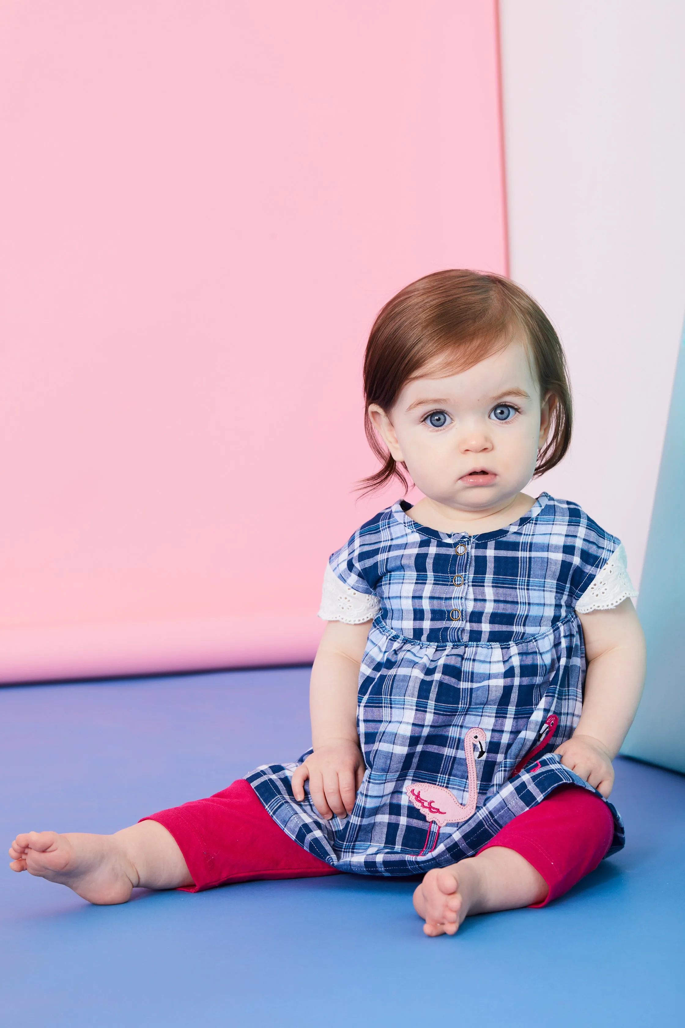 Multicoloured Check Print Dress And Legging Set