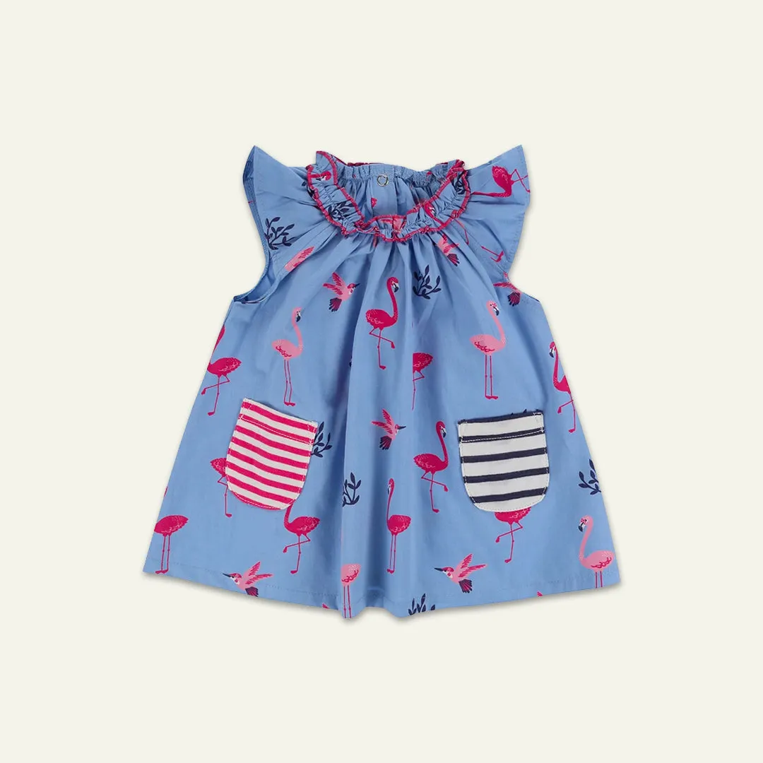 Multicoloured Flamingo Print Dress And Leggings Set