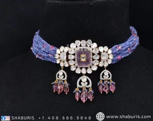 Nakshi Jewelry Polki Necklace Diamond Necklace Beaded Necklace Tanzanite Necklace Diamond Jewelry Moissanite Necklace Bridal-SHABURIS