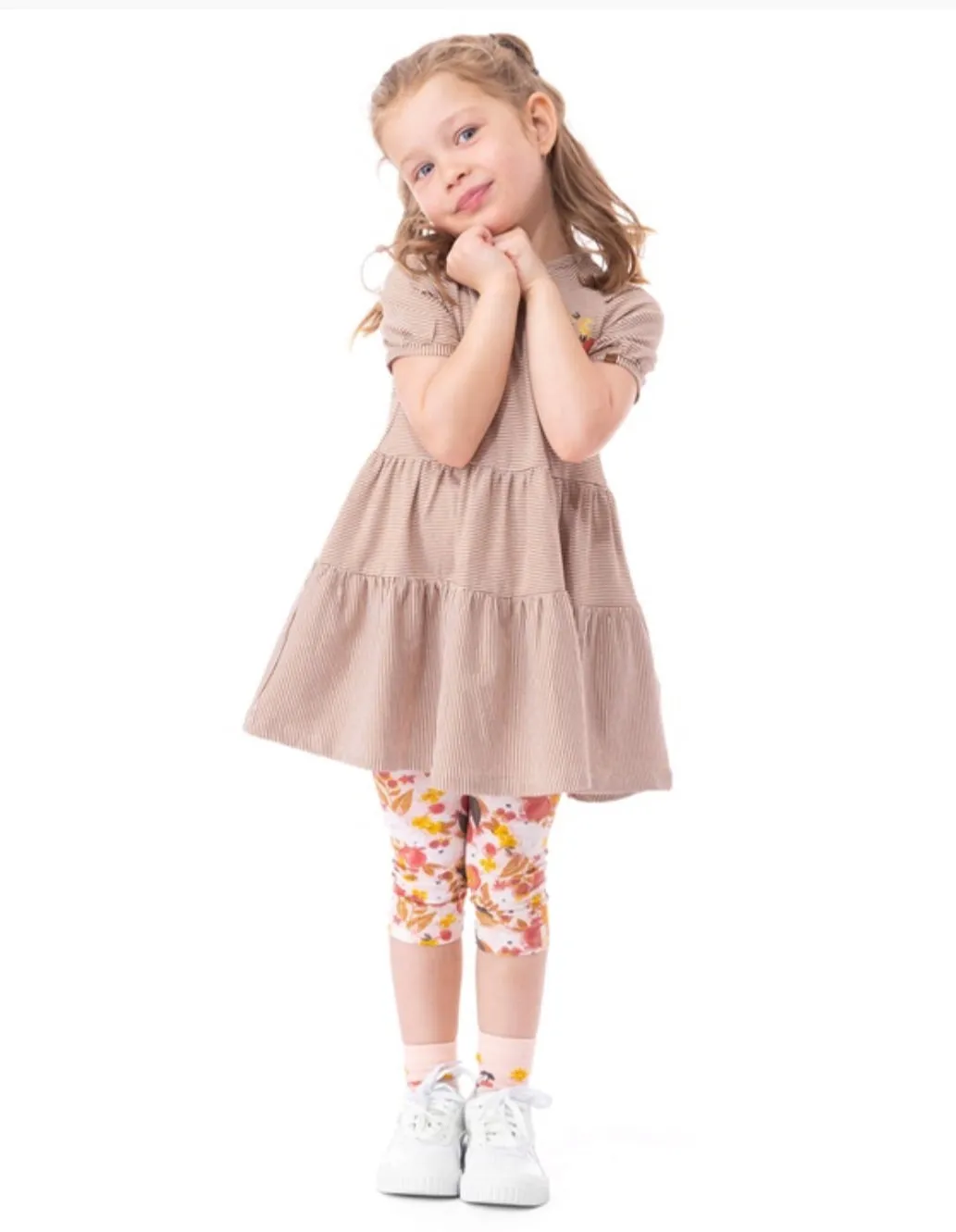 Nano Girls “Sunny Fruits” Floral Printed 3/4 Length Leggings : Size 2 to 12