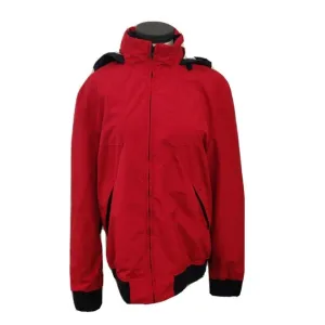 Nautica Women's Jacket Full Zip Red Black Roll-away Hood Size S Windbreaker