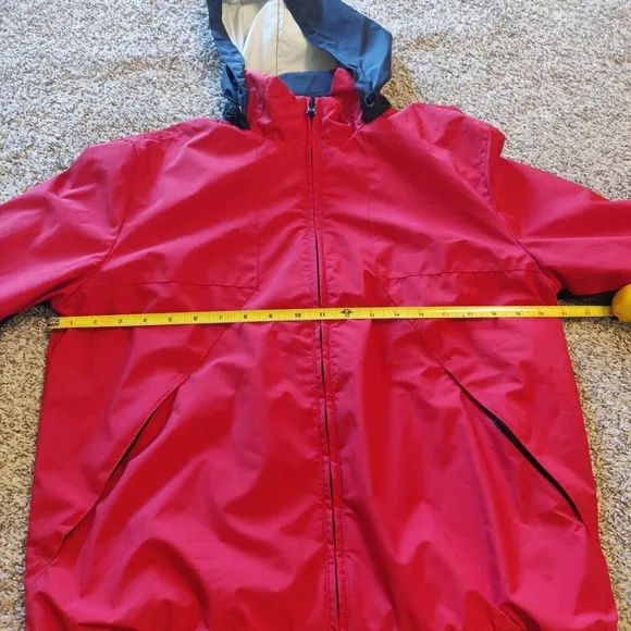 Nautica Women's Jacket Full Zip Red Black Roll-away Hood Size S Windbreaker