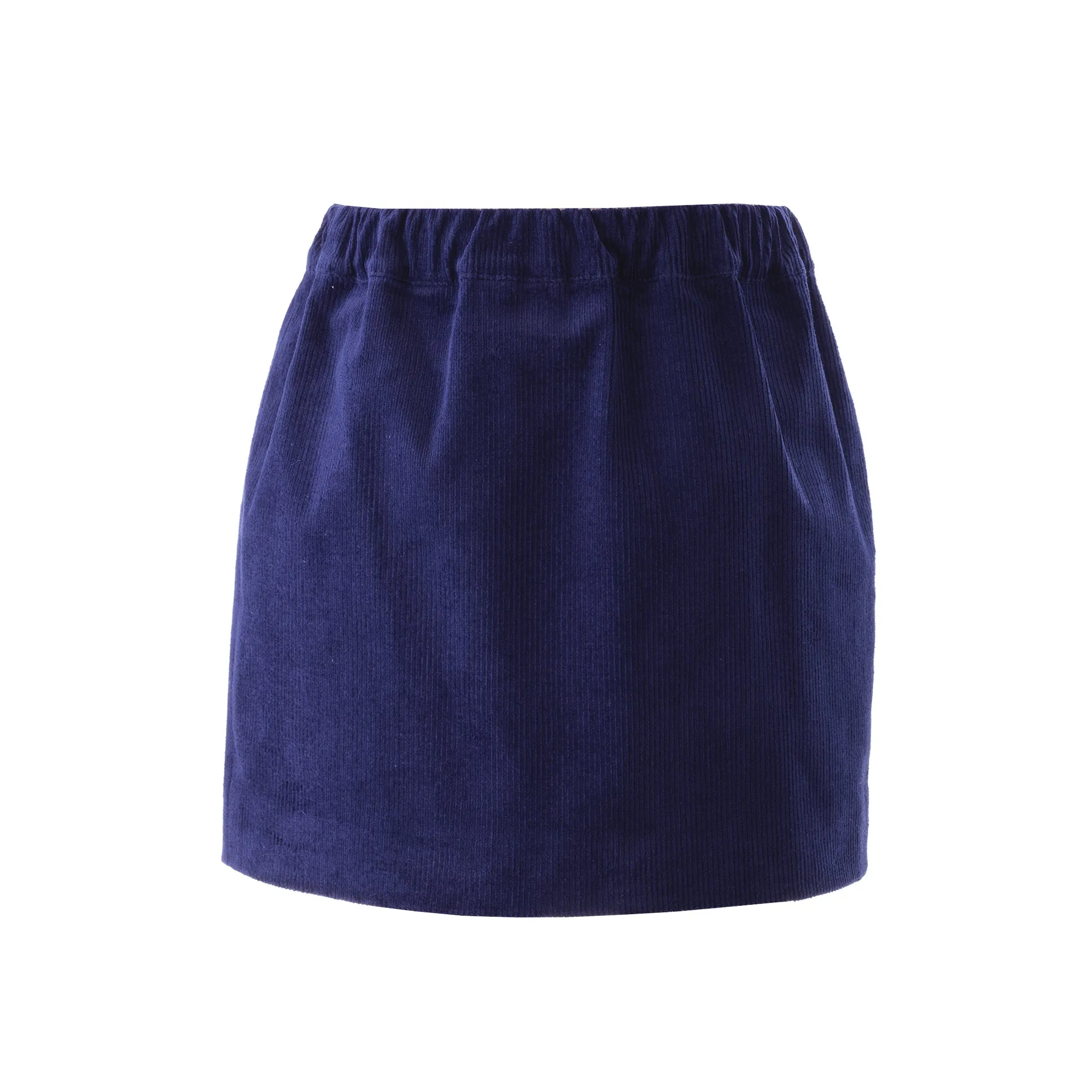 Navy Button-Front Skirt