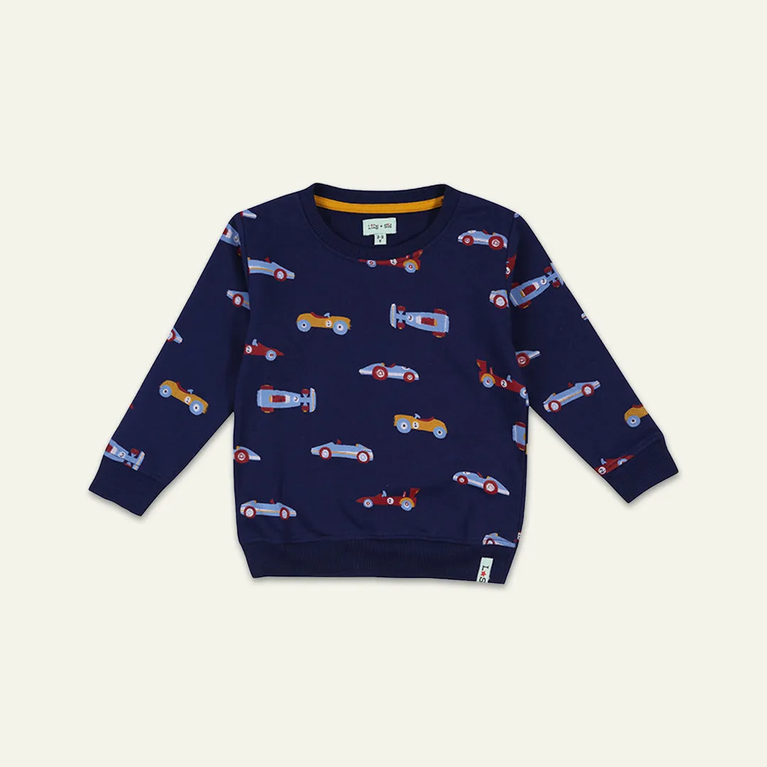 Navy Car Print Sweatshirt