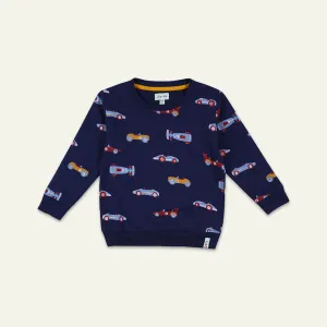 Navy Car Print Sweatshirt