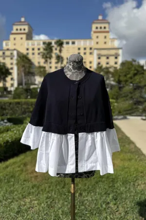 Navy Cardigan with Shirting Detail