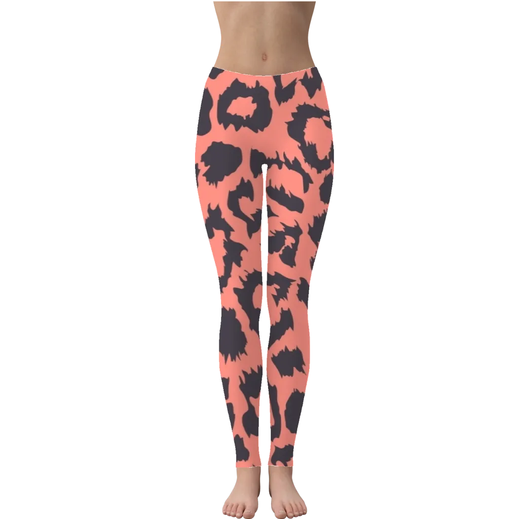 Neon Peach Leopard Spot Leggings