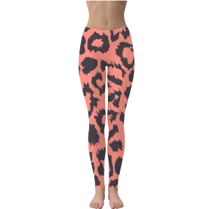 Neon Peach Leopard Spot Leggings