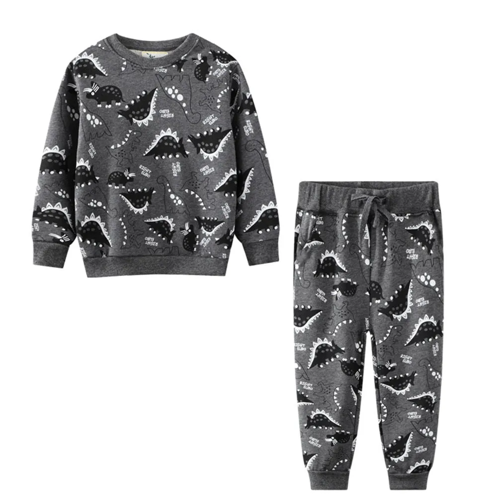 New Arrival Boys Girls Cartoon Animals Print Fashion Cotton Sport Outfit