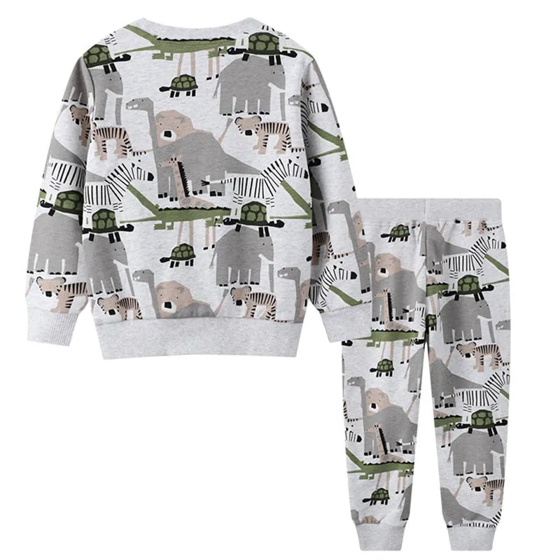 New Arrival Boys Girls Cartoon Animals Print Fashion Cotton Sport Outfit