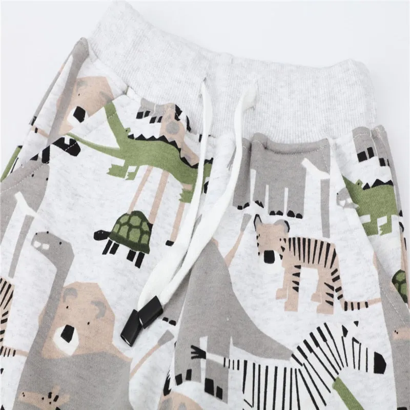 New Arrival Boys Girls Cartoon Animals Print Fashion Cotton Sport Outfit