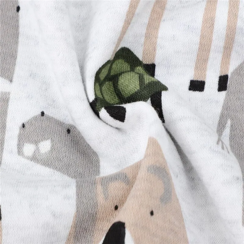 New Arrival Boys Girls Cartoon Animals Print Fashion Cotton Sport Outfit