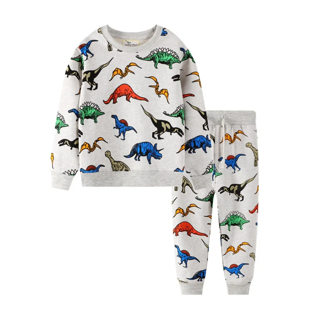 New Arrival Boys Girls Cartoon Animals Print Fashion Cotton Sport Outfit