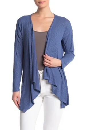 New Bobeau Rib Knit Waterfall Cardigan in Blue, size tag has been removed but looks to be a small/medium!