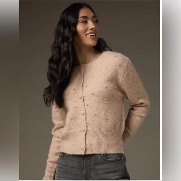 New Francesca’s Adrian Embellished Button Down Cropped Cardigan
