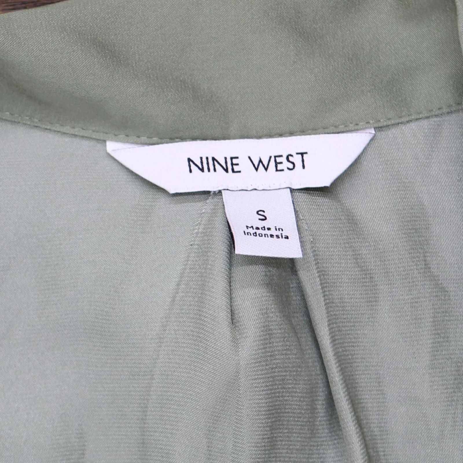Nine West Womens Woven Button Up Blouse Shirt Top 165f6fc07df883 Green S