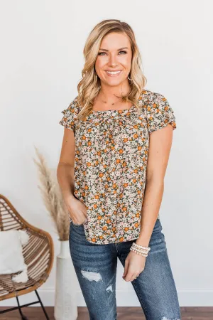 Not Afraid To Feel Floral Blouse- Olive