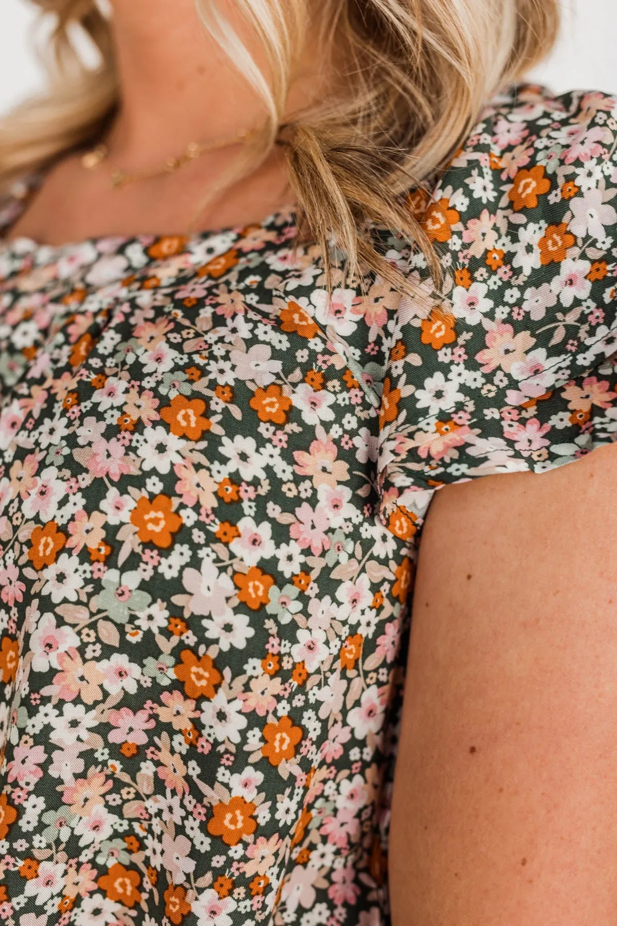 Not Afraid To Feel Floral Blouse- Olive