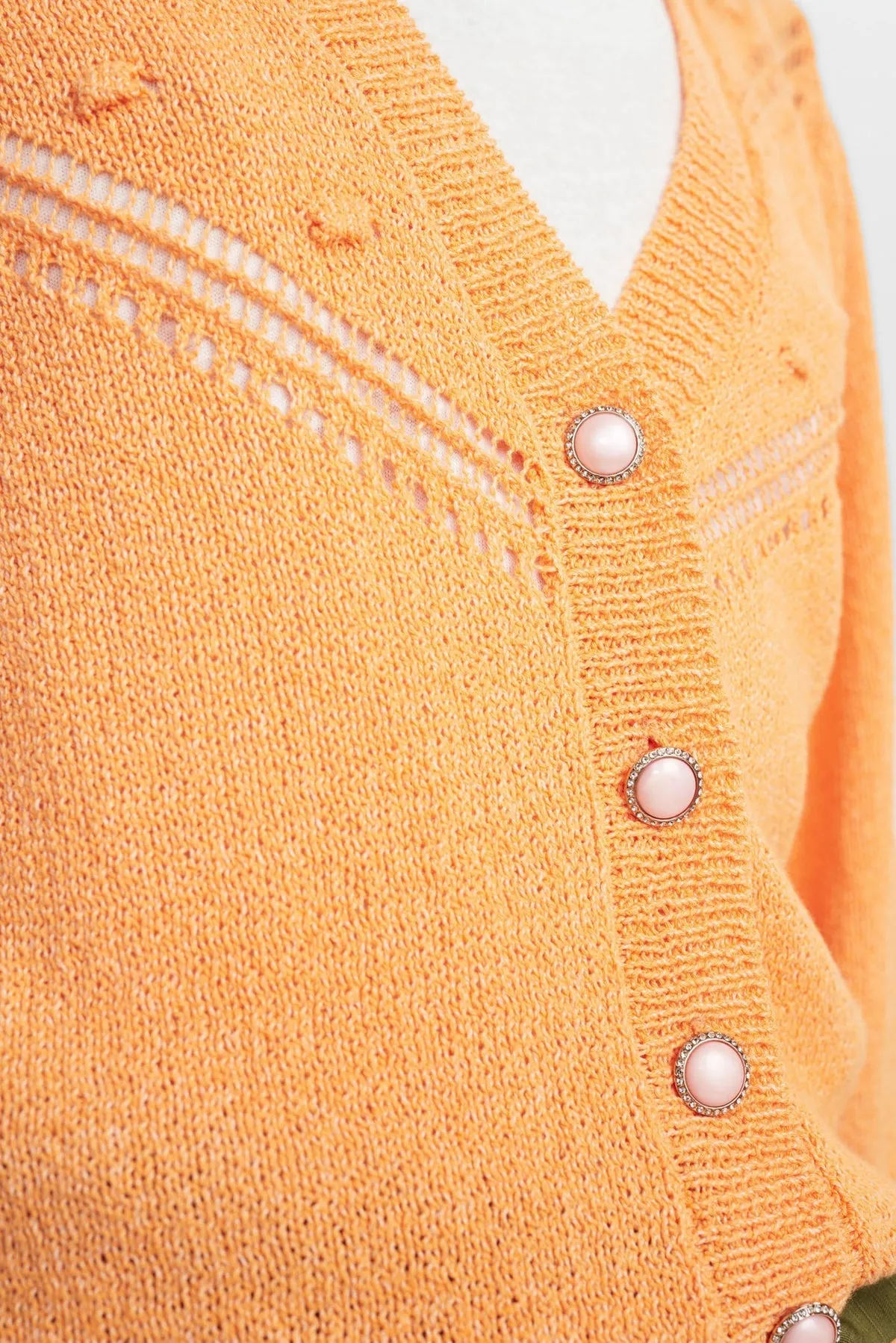Numph Alma Cardigan in Peach Cobbler